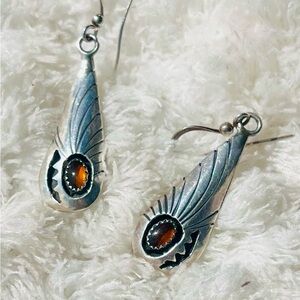 Zuni Sterling and Amber earrings